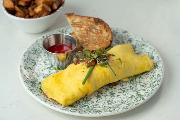 SMOKED SALMON OMELETTE.