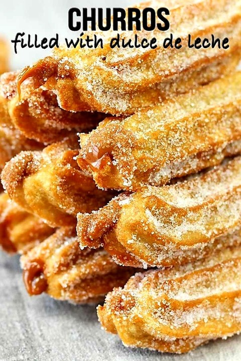 Churros filled with dulce de leche