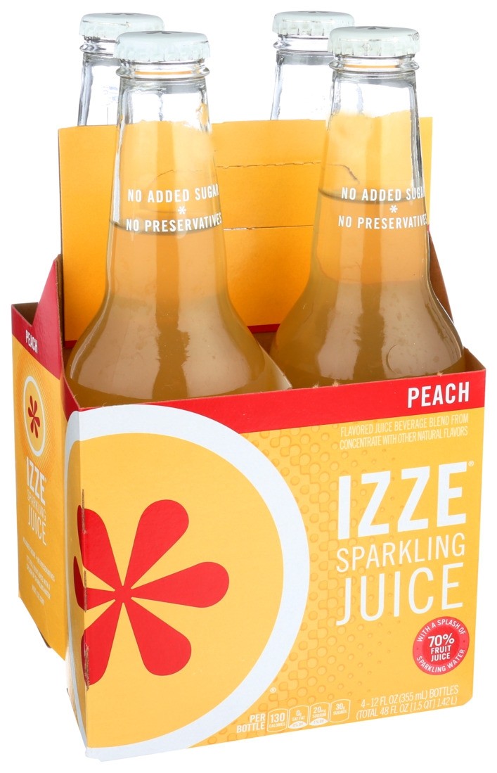 Izze's Peach Sparkling Juice 12 oz Bottle
