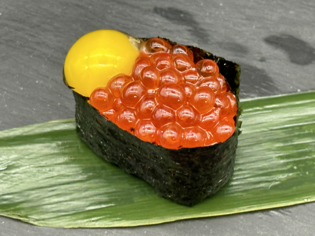Ikura with Quail Egg Gunkan