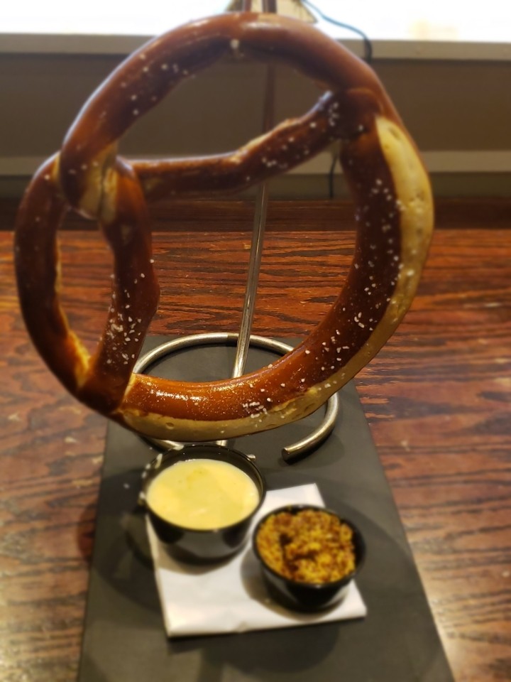 Giant Pretzel with Queso and Beer Cheese