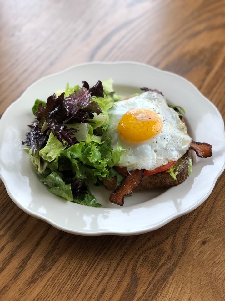 Open Face Egg Sandwich with Side of Greens