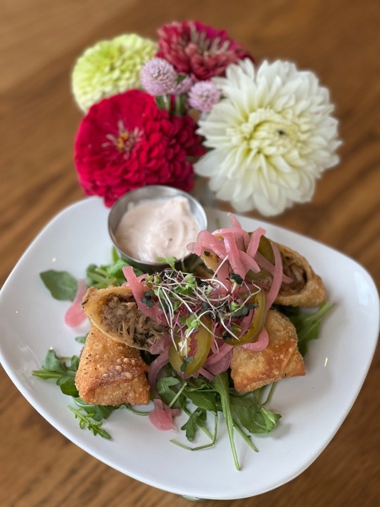 Braised Pork Egg Rolls with Seasoned Sour Cream