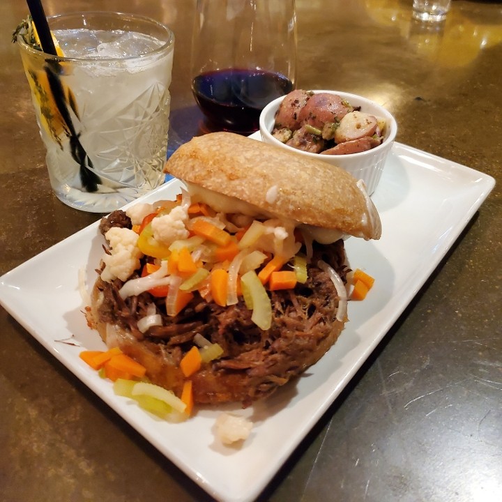 Italian Beef Sandwich with Italian Potato Salad