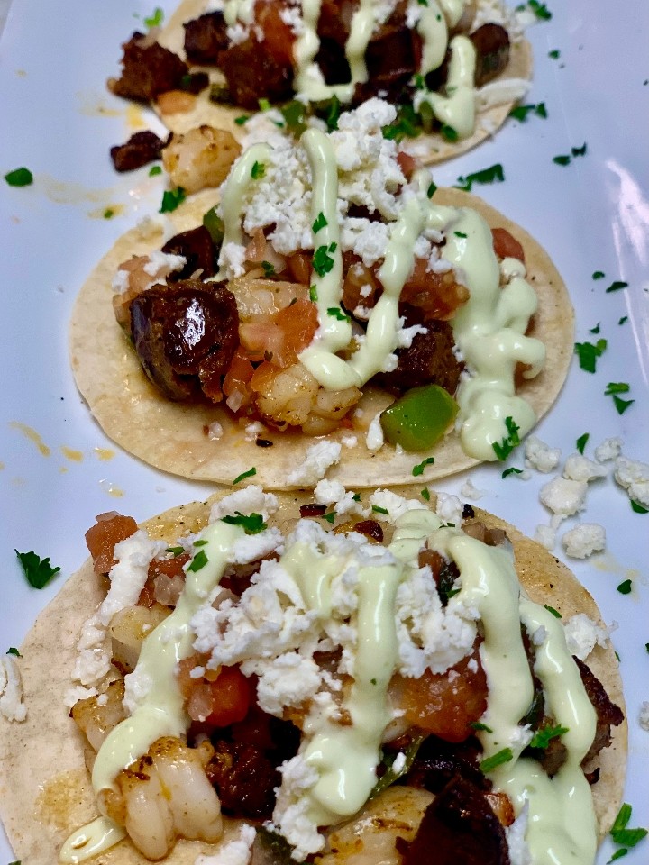 Camarones Con Chorizo Street Tacos