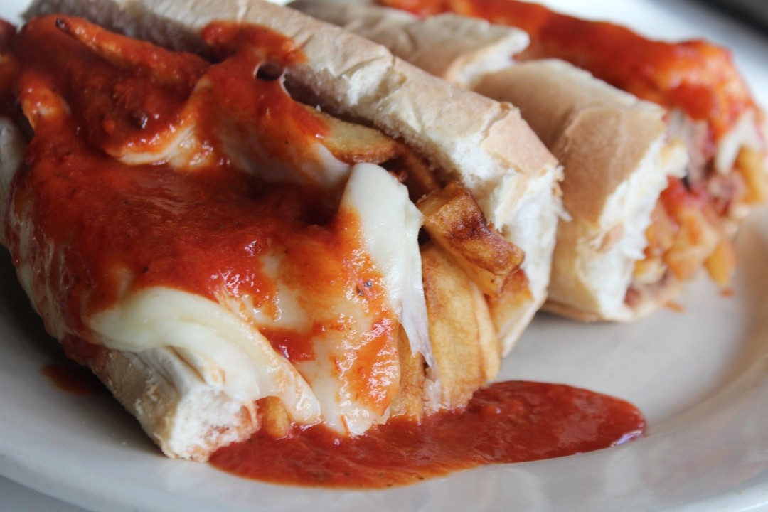 Meatball & French Fry Parm Sandwich