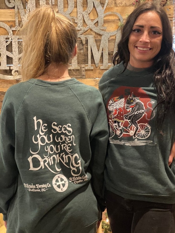 Crew Neck Sweatshirt - He Sees You When You're Drinking
