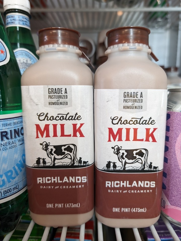 Richlands Chocolate Milk pint bottles