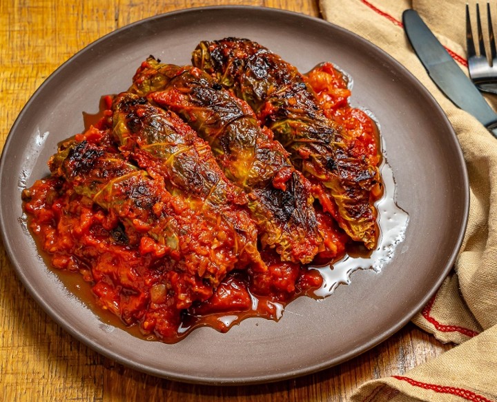 Kasha & Kimchi Stuffed Cabbage