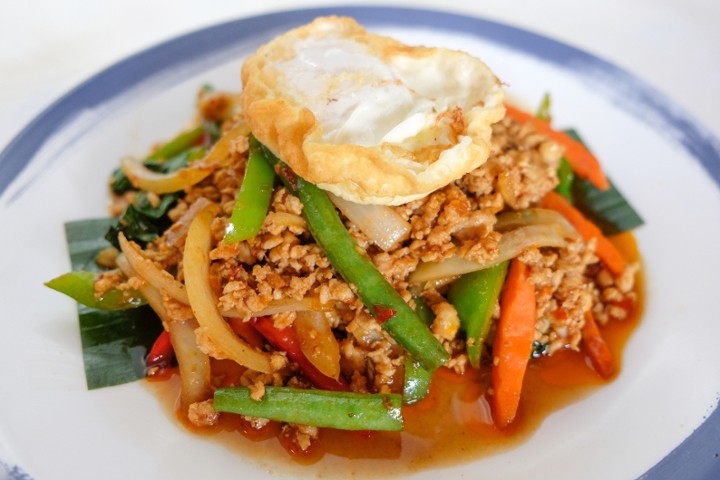 Basil Ground Chicken Krapow With Fried Egg