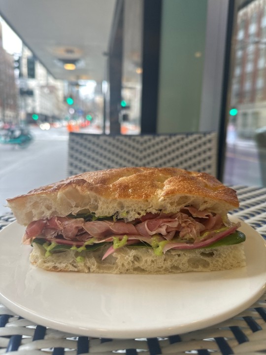 Prosciutto Pesto on Focaccia