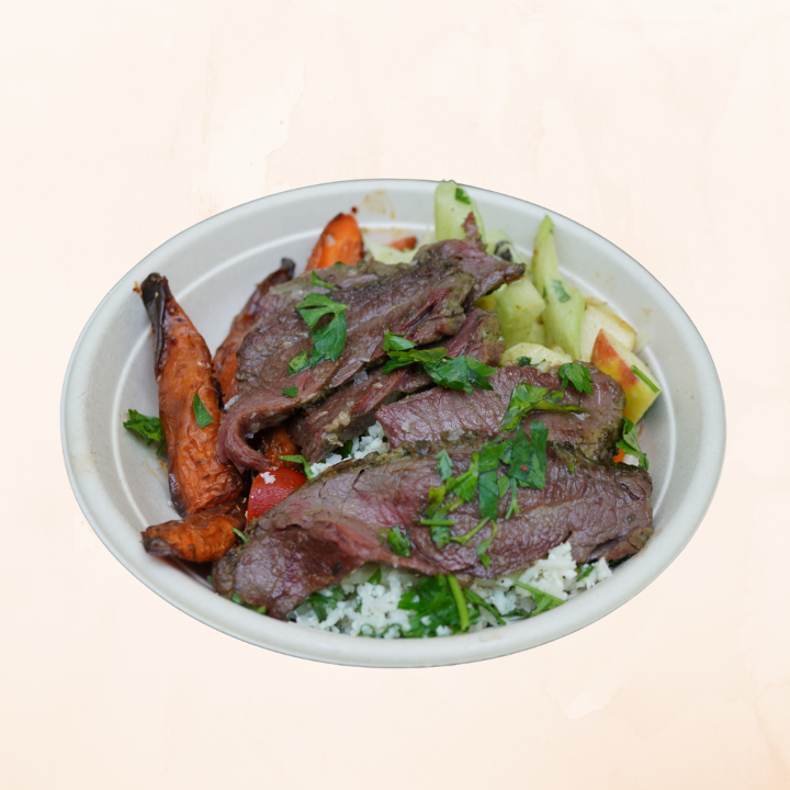 Flank Steak (serves 10, pick base and two vegetables)