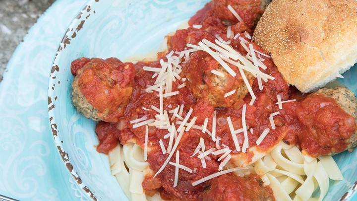 KIDS Spaghetti Marinara, and Meatballs