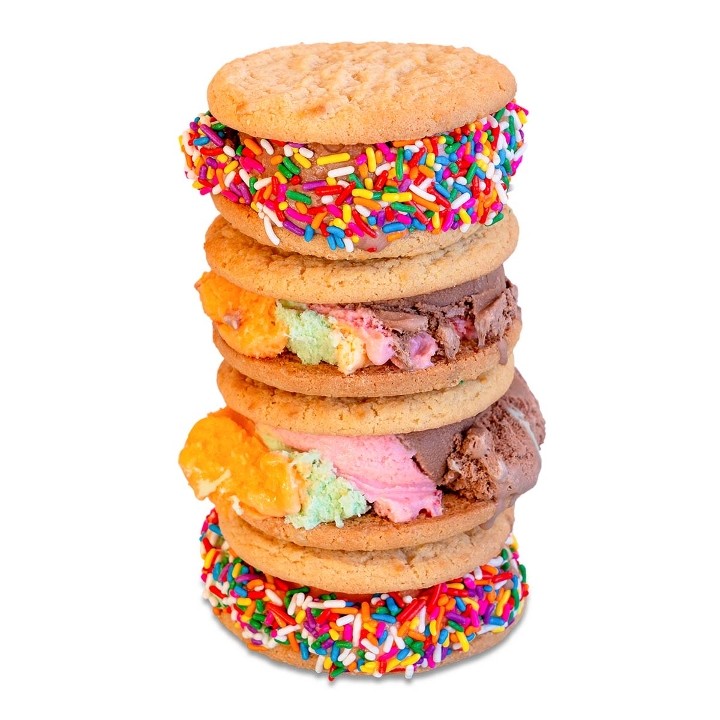 Rainbow Cone Ice Cream Cookie Sandwich (4-Pack)