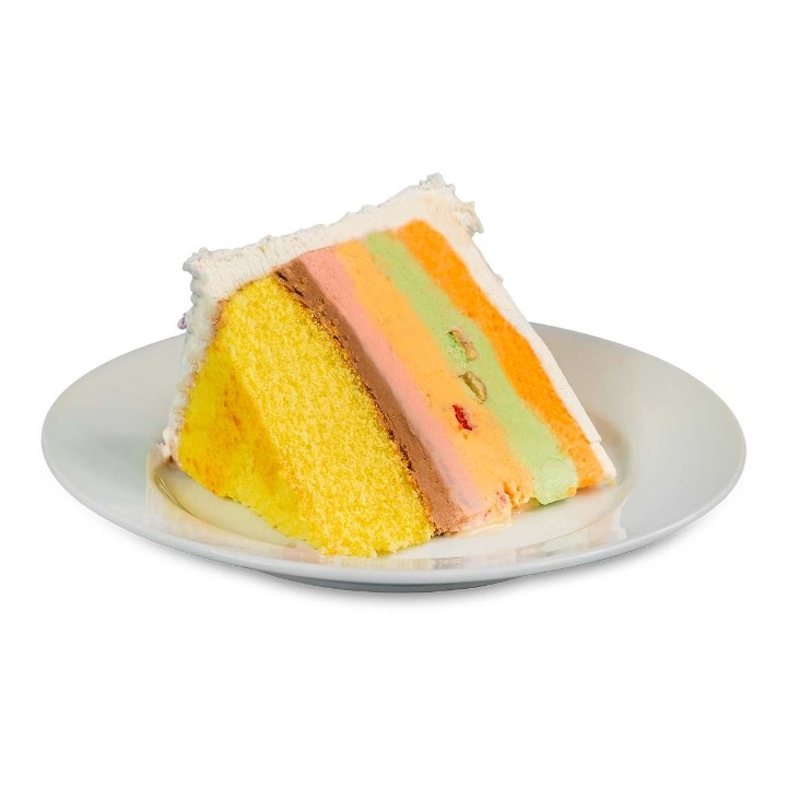 Rainbow Cone Vanilla Cake Slice