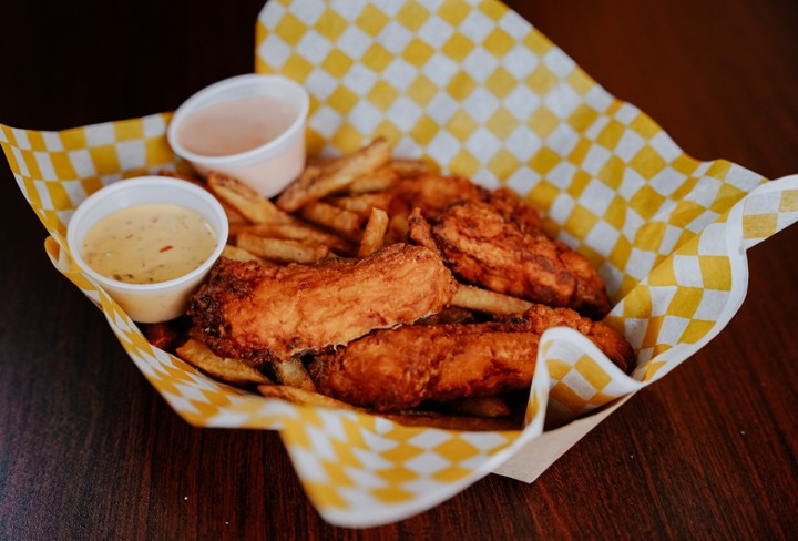 4 BREADED Chicken Tenders & Fries