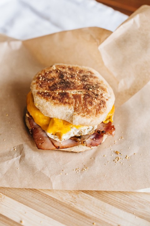 English Muffin w/ Egg, Cheese and Canadian Bacon
