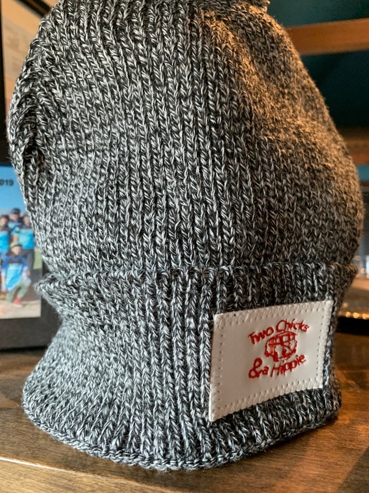Gray Beanie with red patch