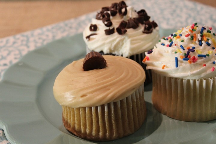Peanut butter cupcake with peanut butter fudge frosting