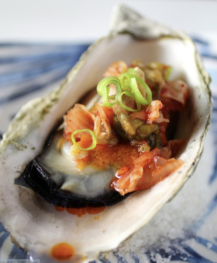 Grilled Oysters with Kimchi Butter