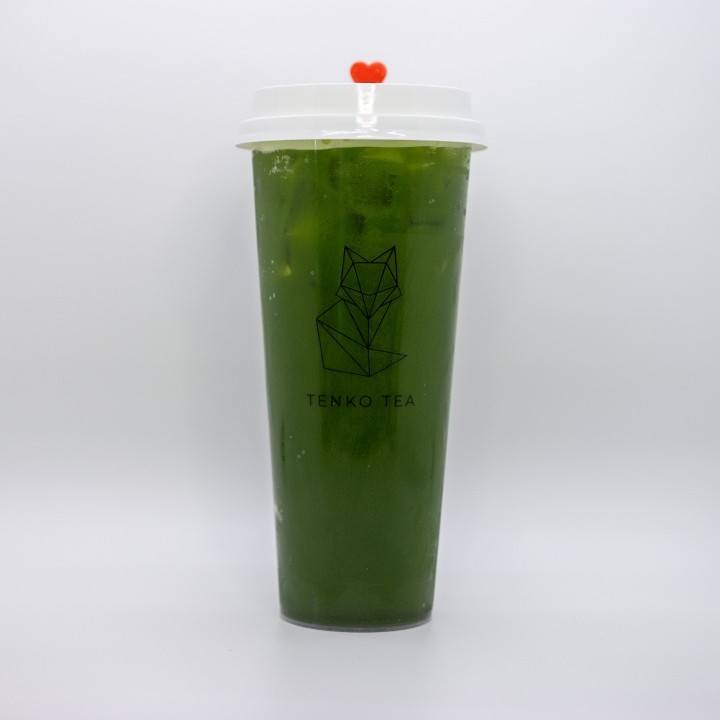 Premium Photo  Matcha latte in plastic cup with lid and drinking straw