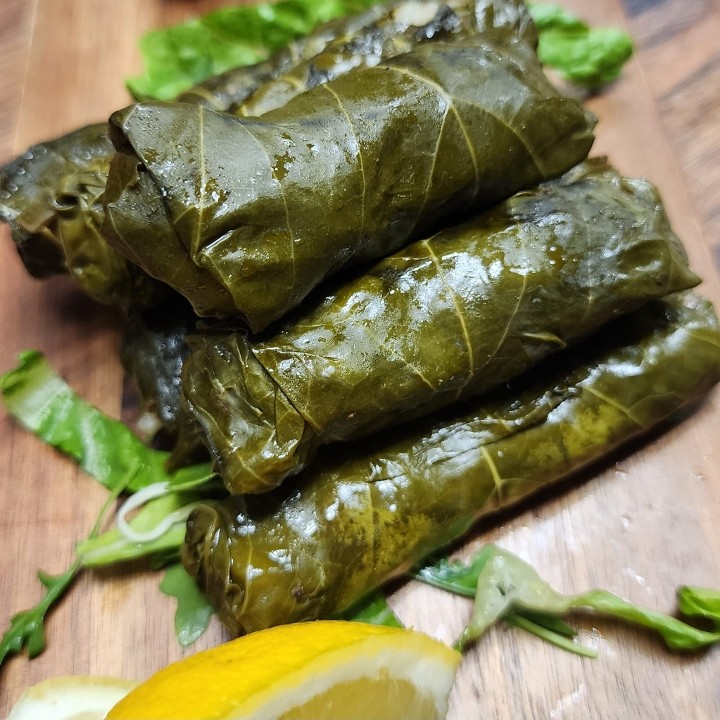 HOMESTYLE LEBANESE STUFFED GRAPE LEAVES WITH MEAT.