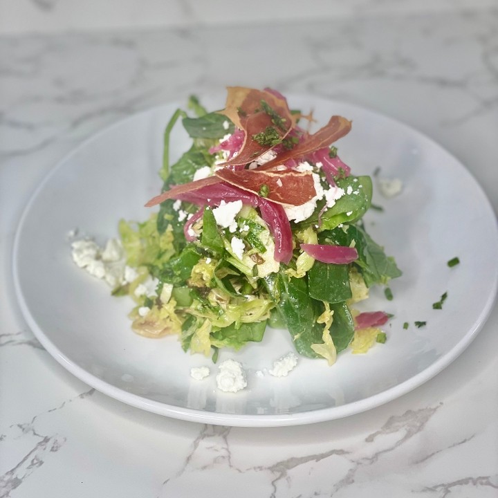 Shaved Brussels Sprouts + Goat Cheese