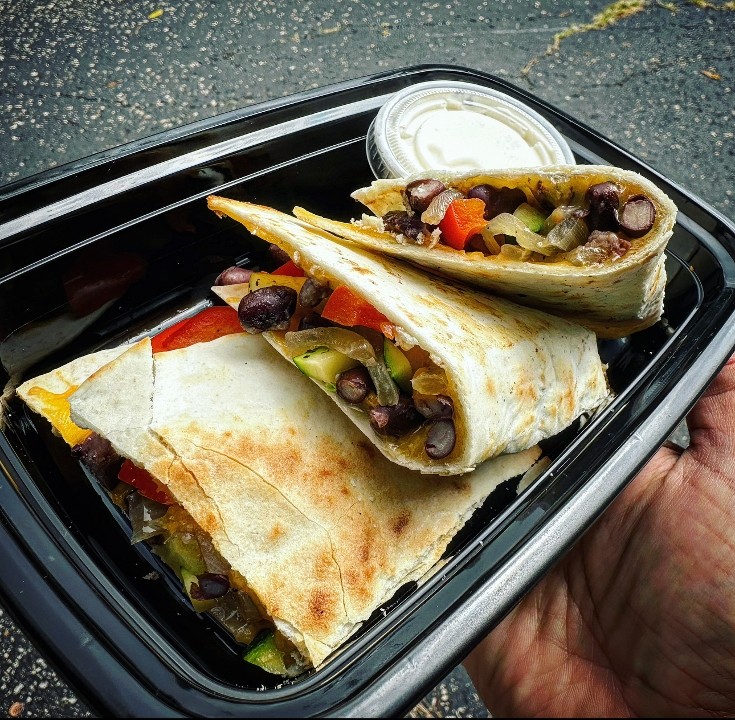 Black Bean & Veg Quesadilla w/ Sour Cream