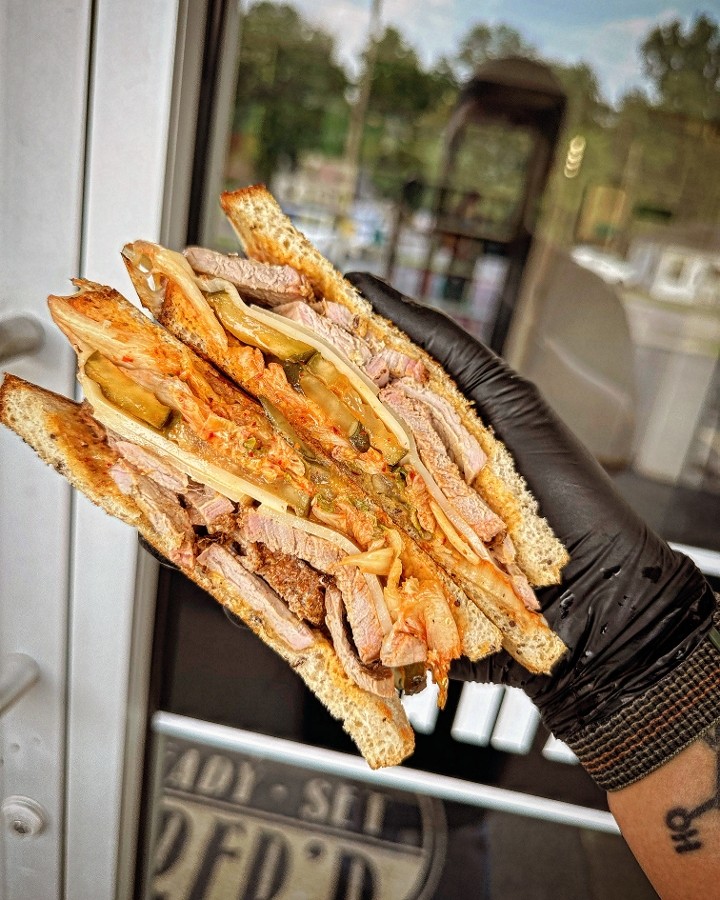 Pastrami-Style Pork Tenderloin Sandwich