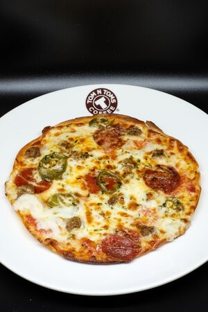 Sausage Pepperoni & Jalapeno Pizza.