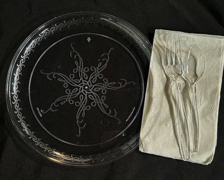 CLEAR PLASTIC Plates, Cutlery, Napkins