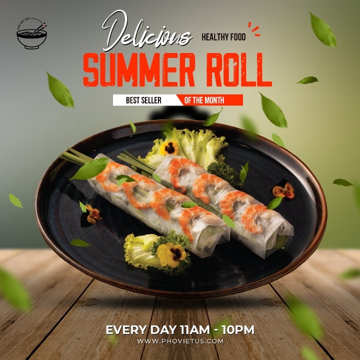 A1. Summer Rolls with Shrimps (2 rolls)