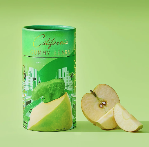 Sour Green Apple - California Gummy Bears (Cylinder Box)