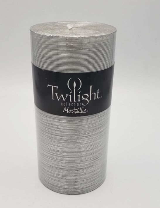 Silver Metallic Pillar Candle "6 - Twilight