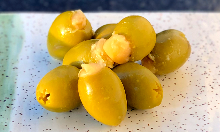 Roasted garlic-stuffed olives