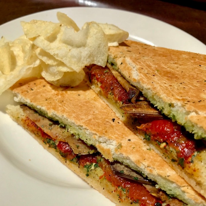 (T) Grilled Eggplant & Roasted Bell Pepper Panino
