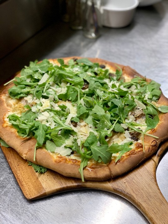 Artichoke Mushroom Arugula Pizza