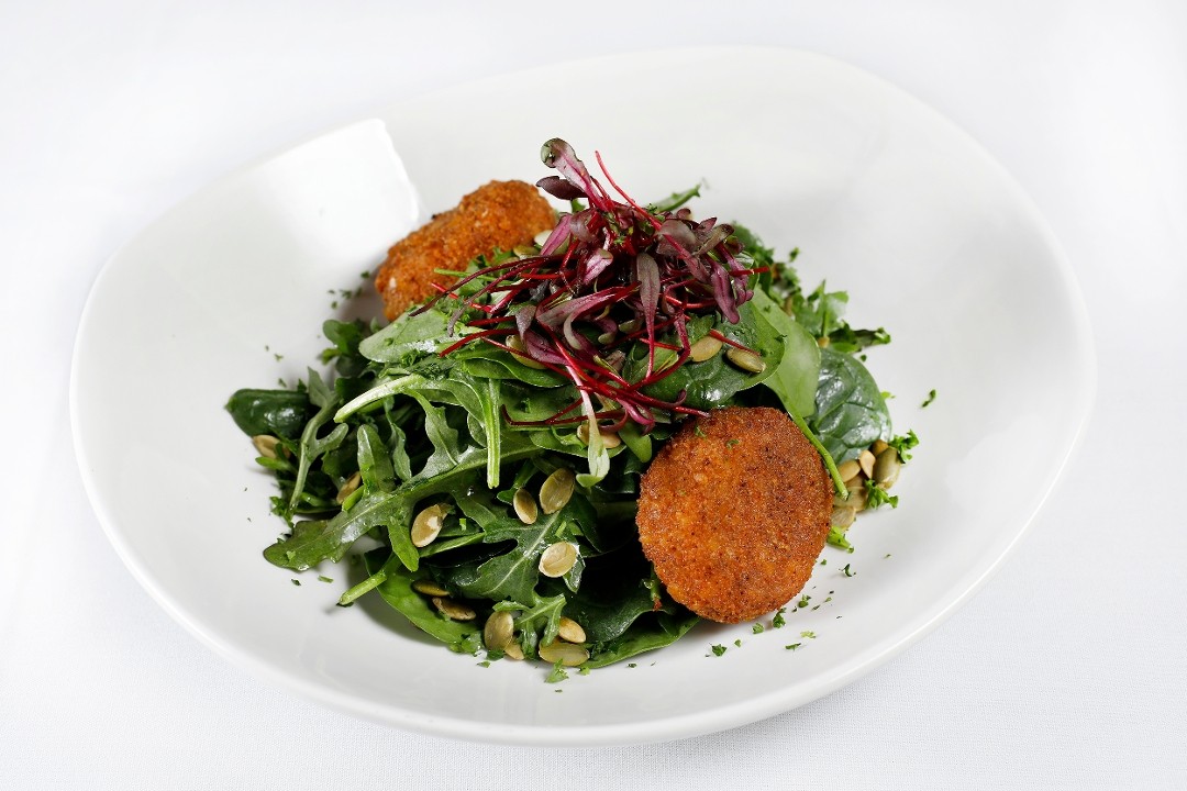 Plantain Crusted Goat Cheese Salad