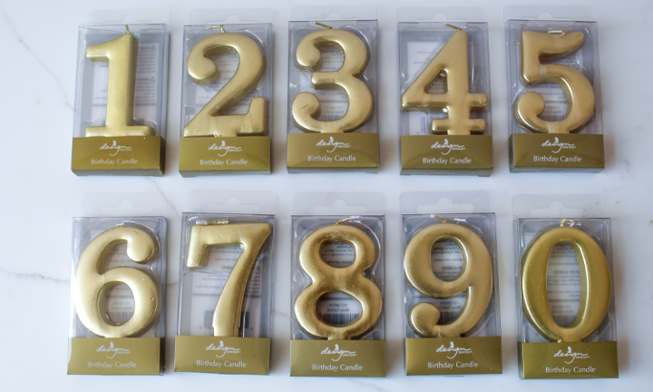 Shiny Gold Number Candles