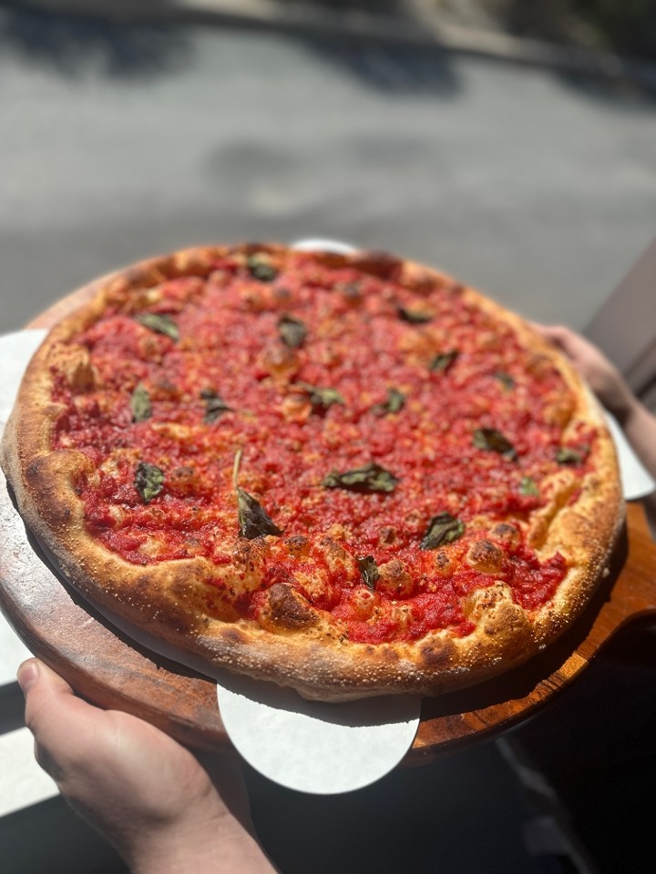 NY Round Large 16" - Tomato Pie (no cheese on pizza)