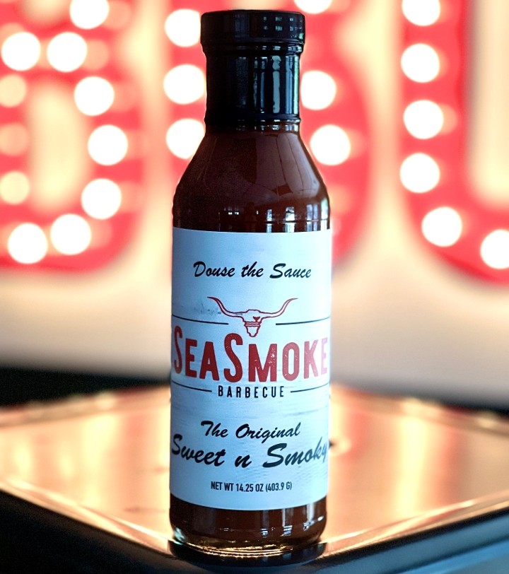 14.25 oz Sweet n Smokey BBQ sauce bottled!