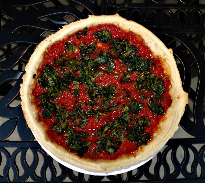 Deep Dish Spinach Pizza