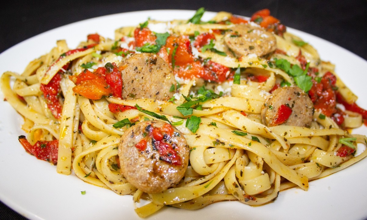 Fettuccine with Italian Sausage & Peppers
