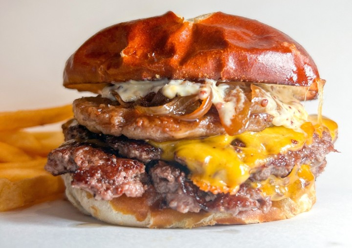 Double Pretzel Bender Burger