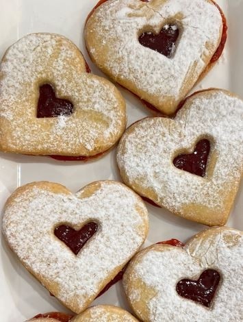 Raspberry Linzer Heart Cookies