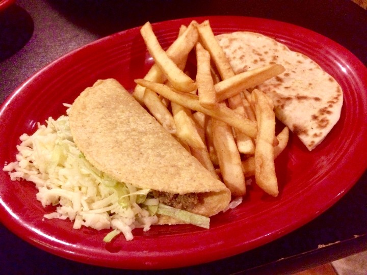 C. One quesadilla, one taco and Fries