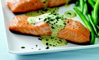 Blackened Salmon w Peruvian Green Sauce