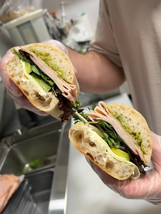 Turkey Pesto on a Ciabatta Roll