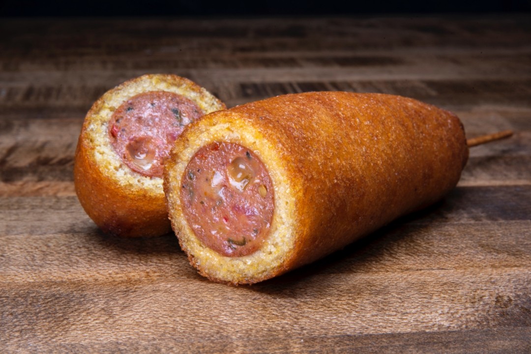BEEF CHORIZO AND PEPPERJACK CORN DOG