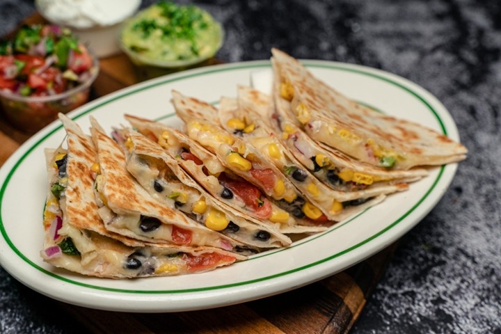 Southwest Black Bean Corn, Onion & Cilantro Quesadillas